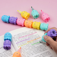 Set Pulpen Highlighter Gurita Kawaii Grosir Kotak Display PDQ Berbagai Warna Pulpen Highlighter untuk Anak-anak Pelajar