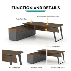 आधुनिक नवीनतम कार्यालय डेस्क कार्य केंद्र टेबल डिजाइन सीईओ बॉस उच्च तकनीक कार्यकारी एल आकार mdf प्रबंधक डेस्क कार्यालय फर्नीचर