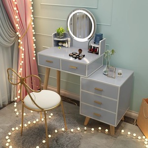 Ensemble de <span class=keywords><strong>Commode</strong></span> Scandinave Moderne de Luxe pour Chambre à Coucher avec Miroir Lumineux, <span class=keywords><strong>Tiroir</strong></span>, Mobilier de Coiffure Design pour Petit Appartement, Maquillage, Abordable - Product Image 2