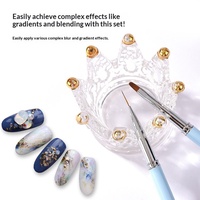 Nouvel ensemble de stylos métalliques pour nail art, idéal pour la manucure française et la thérapie au gel, avec poignées dégradées bleu-rose pour peindre des fleurs et dessiner des lignes