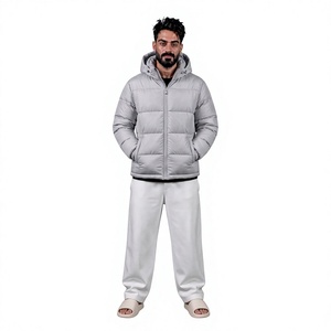 Chaqueta Acolchada con Capucha para Hombre, Color Sólido, Resistente al Viento, Poliéster/Algodón, Cierre de Cremallera, Largo Regular, Relleno de Poliéster - Product Image 1
