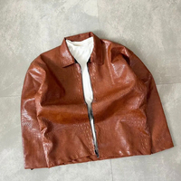 Blouson aviateur en cuir d'agneau véritable sur mesure avec fermeture éclair, style moto, vintage, pour homme