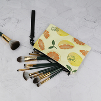 Ecologische canvas make-up tas met zacht handvat, sublimatieprint, draagbaar, ritssluiting, fruitmotief