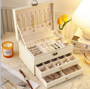 Luxury Foldable PU <b>Leather</b> <b>Jewelry</b> Storage Case Travel Display Box for Girls Women Ring Watch <b>Jewelry</b> Set Organizer - Product Image 1