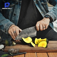 Pisau Koki 8 Inci Baja Damaskus Tembaga untuk Dapur Sehari-hari, Pisau Pemotong Kustom 60-62 HRC dengan Gagang Kayu Pakka