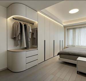Minimalist <b>White</b> <b>Wardrobe</b> <b>High</b> <b>Gloss</b> Surface Sliding Door Closet Closet Storage Organization for Contemporary Bedroom - Product Image 2