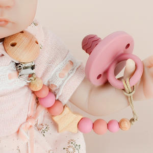 Artículo más vendido, estrella de cinco puntas de haya, cadena anticaída de grado alimenticio, cadena para chupete - Product Image 1