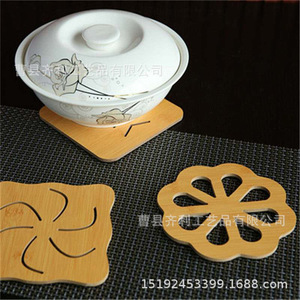 Posavasos de Bambú con Diseño Hueco Irregular, Aislante del Calor, Antideslizante, para Ollas y Platos, Duradero, Estilo de Dibujos Animados - Product Image 1