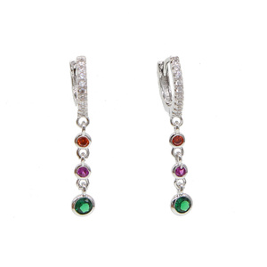 Promotion Colorful Round Dot Cz Tassel <strong>Gold</strong> Silver Plated Fashion Trendy Women <strong>Dangle</strong> <strong>Earring</strong> - Product Image 6
