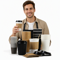 Gobelet en papier à paroi simple, imprimé avec logo, recyclable, écologique, jetable, vente en gros OEM pour le café