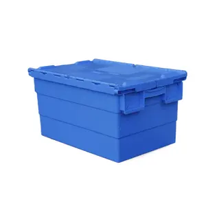 מחסן ארגז העברת פלסטיק אחסון ערימה מכסה מחובר מיכלי תיבת מחזור ארגז פלסטיק להובלה ואספקה