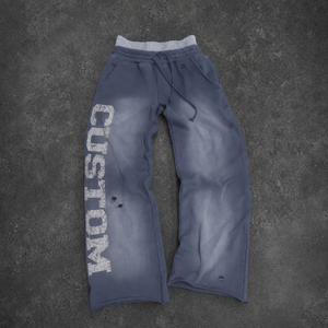 Pantalon de jogging ample pour homme, style streetwear personnalisé, 100% coton, double taille, imprimé, avec bande latérale, délavé à l'acide et effet soleil, coupe large - Product Image 2