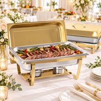 Ensemble buffet chauffe-plat pliable en or 9L en acier inoxydable chauffe-plats de luxe pour soupe traiteur pas cher pour hôtel présentation de fête de mariage