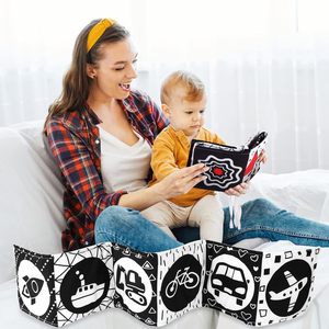 Nuevo Juguete Educativo para Bebés, Libro de Tela en Zigzag Blanco <span class=keywords><strong>y</strong></span> Negro, Personalizado para el Tiempo de Boca Abajo - Product Image 3