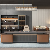 Bureau de direction moderne haut de gamme en forme de L, personnalisé, pour PDG, directeur général, bureau de direction, ensemble de table de bureau, en bois, modulaire