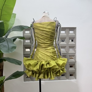 Abito Elegante Senza Maniche da Donna, Nuovo Stile Estivo <span class=keywords><strong>con</strong></span> Bordi Arricciati, <span class=keywords><strong>Gonna</strong></span> a Pieghe Slim Fit a Trapezio, Vestito da Cerimonia - Product Image 6