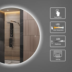 Diseño moderno <span class=keywords><strong>de</strong></span> pared estado <span class=keywords><strong>de</strong></span> ánimo decoración retroiluminada sin marco <span class=keywords><strong>media</strong></span> <span class=keywords><strong>luna</strong></span> redonda LED baño tocador espejo <span class=keywords><strong>de</strong></span> baño con interruptor <span class=keywords><strong>de</strong></span> Sensor táctil - Product Image 1