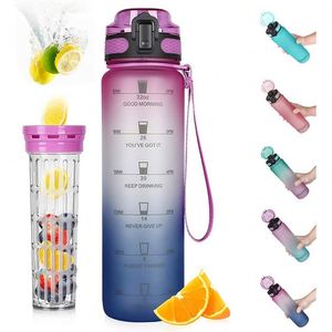 Bouteille d'eau sans BPA avec grande paille et poignée pour la gym - Product Image 1