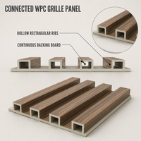 Grille carrée en WPC creux pour cloison intérieure, séparateur de pièce et décoration intérieure commerciale