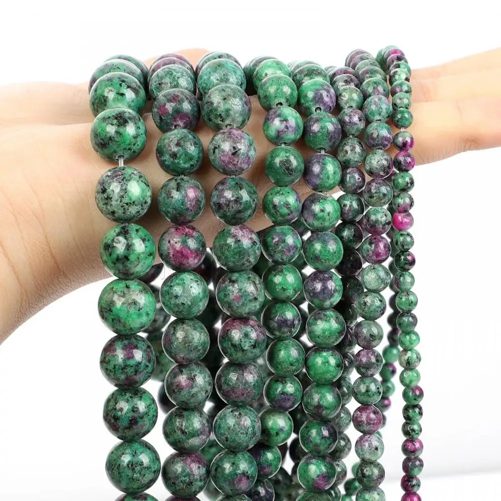 Rubi em massa para fazer joias, faça você mesmo, em miçangas zoisitas, tamanho 4 6 8 10 12mm, comprimento aprox 15.75 polegadas 1591970