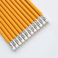 Crayons jaunes HB de 7,5 pouces avec gomme pour l'école, crayons en plastique à mine noire, lot de 12, forme hexagonale, ensemble de papeterie pour enfants