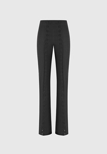 <b>Women's</b> Black High Waist Straight <b>Formal</b> <b>Trousers</b> With Button Detail Autumn Wear Long Slim Pant For <b>Women</b> - Product Image 6