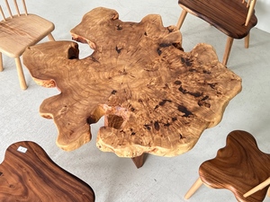 European Poplar Burl Live Edge Round Slab <strong>Table</strong> - Natural Cross-Section <strong>Wood</strong> <strong>Table</strong> <strong>Top</strong> for Luxury Furniture - Product Image 2