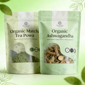 Custom Printed Stand Up Zipper Pouch With Clear <b>Window</b> Aluminum <b>Foil</b> Packaging Bag For 100g Matcha Powder Herbal Powder - Product Image 1