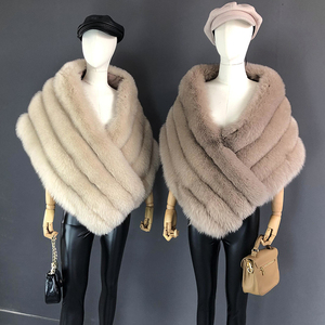 Khăn Choàng LÔNG CÁO Thật Cho Nữ Áo Khoác Áo Khoác Áo Choàng Lông Mịn Áo Choàng Lông Poncho Nữ Khăn Choàng Khăn Choàng Khăn Choàng Trang Phục Dự Tiệc Đám Cưới - Product Image 4