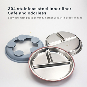 ชุดจานชามซิลิโคนสำหรับ<span class=keywords><strong>เด็ก</strong></span> 8 ชิ้น ทำจากสแตนเลส 304 พร้อมจานแบ่งส่วนและที่จับ - Product Image 3