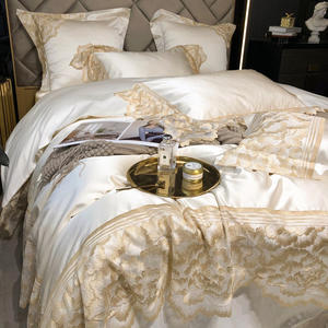 Set di Biancheria da Letto ODM/OEM con Copripiumino in Pizzo Principessa, <span class=keywords><strong>Lenzuola</strong></span> Morbide in Seta e Cotone, Bianche e Beige - Product Image 4