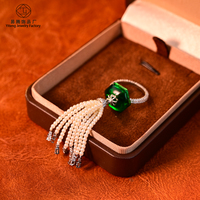 Bague en résine verte plaquée or blanc avec perles de verre, chaîne à pampilles et strass, bijou fantaisie pour femme, cadeau