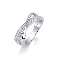 Bague tendance en argent sterling 925 de style hip-hop, forme en X, entièrement sertie de diamants en moissanite, éternité pour homme - pour mariage et fête