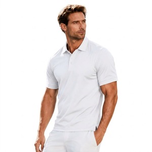 Mens Classic Cut White <b>Polo</b> <b>Shirt</b> Short Sleeve Wrinkle Free Breathable Poly Spandex Smart Casual Summer Tee - Product Image 1