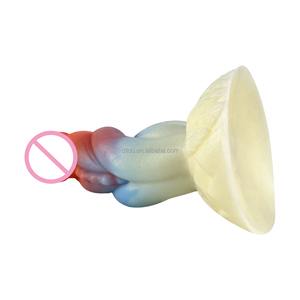 Doppio strato di colore misto in Silicone liquido Monster Dildo colorato perline anali con forte ventosa per la masturbazione femminile - Product Image 6