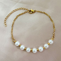 Bracelet esthétique en perles, acier titane, bijoux polyvalents pour femmes, mode de niche, vente en gros