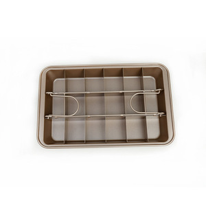 Heavy-duty Divided <strong>Brownie</strong> Tray 18-Cavity Gold Color Non-stick <strong>Brownie</strong> Pan <strong>Tin</strong> with Dividers - Product Image 5