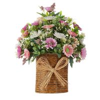 Nouvelle Décoration Florale Artificielle Style Campagne Fraîche, Guirlande Olive, Marguerite et Eucalyptus, Panier Suspendu pour Porte ou Arbre