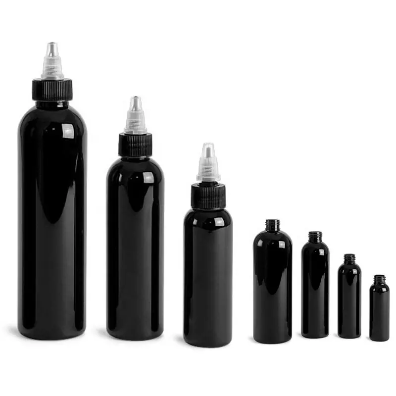 Бутылки с черными ПЭТ чернилами объемом 4 унции, бутылки с клеем с черными Закрученными крышками, косметическая упаковка, распылитель, бутылка с насосом
