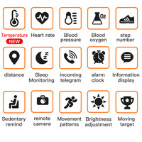 Reloj de pulsera inteligente C6T, rastreador de salud física con control de la temperatura corporal, pulsera impermeable operada por Android