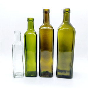 Vendita calda per uso alimentare 100ml 250ml 500ml 750ml 1000ml quadrato vuoto rotondo chiaro vetro verde antico olio da cucina bottiglia <span class=keywords><strong>di</strong></span> olio d'oliva - Product Image 1