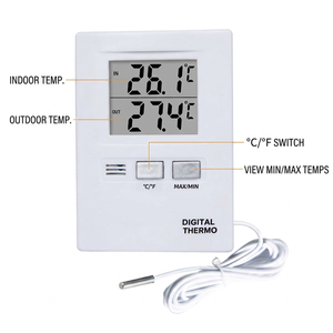Thermomètre numérique intérieur/extérieur avec écran LCD, double capteur de température, enregistreur de température maximale et minimale, support mural pour la maison - Product Image 3