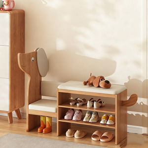 Chaise de loisirs petit chien banc à chaussures parent-enfant banc d'entrée de la maison banc de porche étagère à chaussures tout-en-un chaise de loisirs armoire à chaussures - Product Image 1