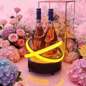Led Illuminated Wine Stand Round Champagne Holder <b>Bar</b> Party Display <b>Rack</b> With Light Golden White Ice Blue Rainbow Colors - Product Image 1