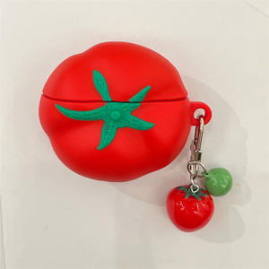 Pour Apple <span class=keywords><strong>AirPods</strong></span> 1 2 3 4 Pro 2 étui 3D drôle tomate Silicone écouteur étui de protection casque boîte avec pendentif couverture - Product Image 1