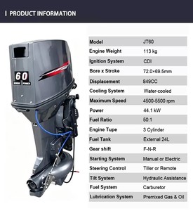 Motor fueraborda de gasolina de 2 tiempos con propulsión a <span class=keywords><strong>chorro</strong></span> de 60 CV y eje corto para ríos poco profundos, venta al por mayor - Product Image 3