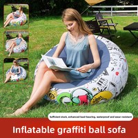 Sofá Reclinable Inflable Plegable de PVC Ecológico Tipo Q, Moderno, Minimalista, con Diseño de Graffiti, Certificado CE, para Camping