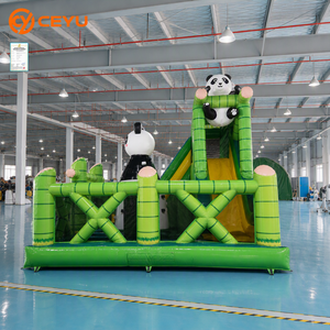 Château gonflable Ceyu Panda Bamboo avec toboggan, centre de jeux pour enfants, vert, noir, blanc, pour fêtes en plein air - Product Image 3