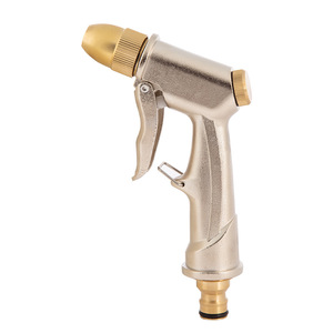 Aluminum Alloy Car Wash Water Gun <b>Silver</b> Electroplated Short Gun Manual Operation Water Column Umbrella <b>Spray</b> 17.5x10x3.5cm - Product Image 1