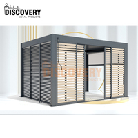 Texture en bois écologique anti-vent pluie toit en plastique debout libre extérieur en aluminium jardin Gazebos couverture